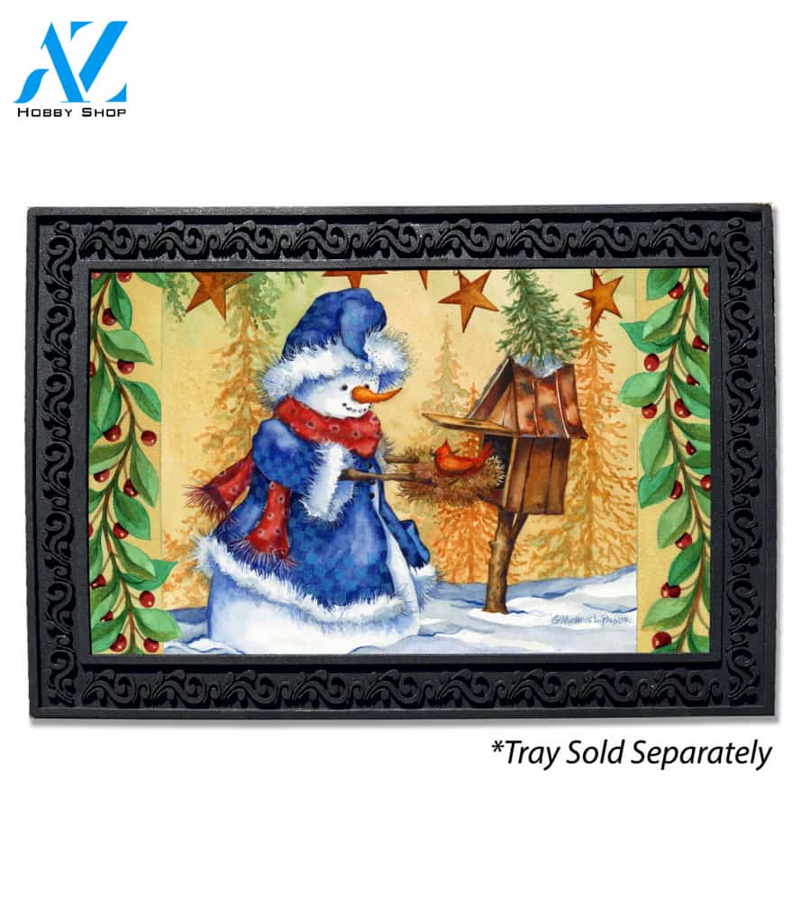 Snowman and Cardinal Doormat - 18" x 30"