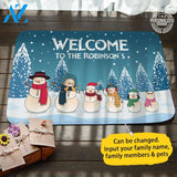 Snowman Family Personalized Doormat