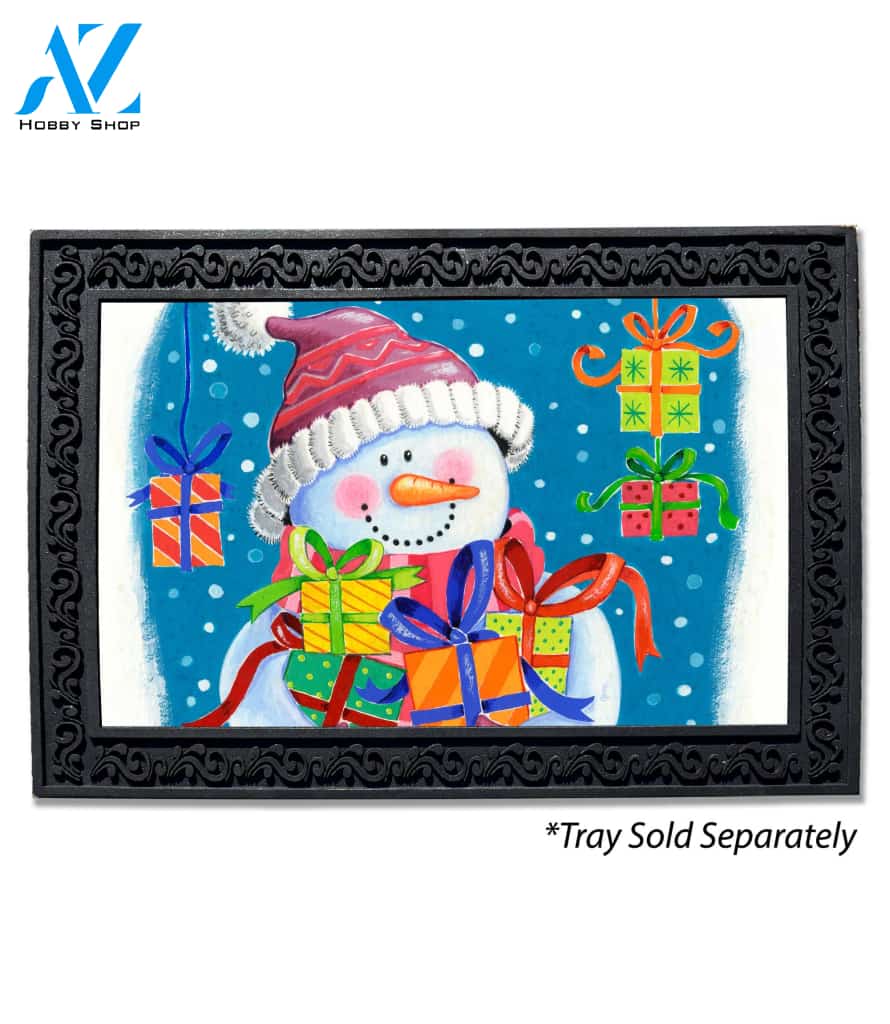 Snowman Holding Lots of Gifts Doormat - 18" x 30"