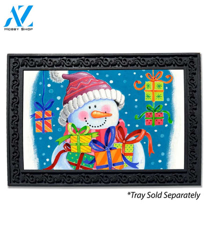 Snowman Holding Lots of Gifts Doormat - 18" x 30"