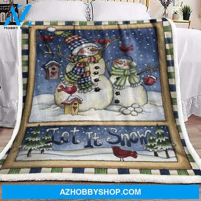 Snowman Let It Snow Fleece Blanket 