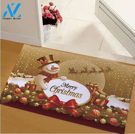 Snowman Merry Christmas Indoor and Outdoor Mat Entrance Rug Sweet Home Decor Housewarming, Gift For Friend Family Christmas Holiday