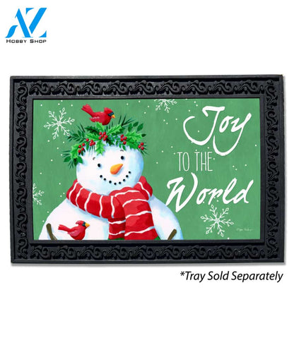 Snowman with Holly Crown Doormat - 18" x 30"