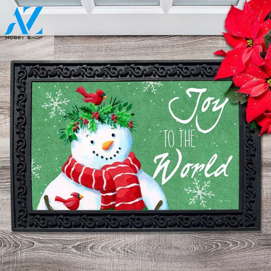 Snowman with Holly Crown Doormat - 18" x 30"