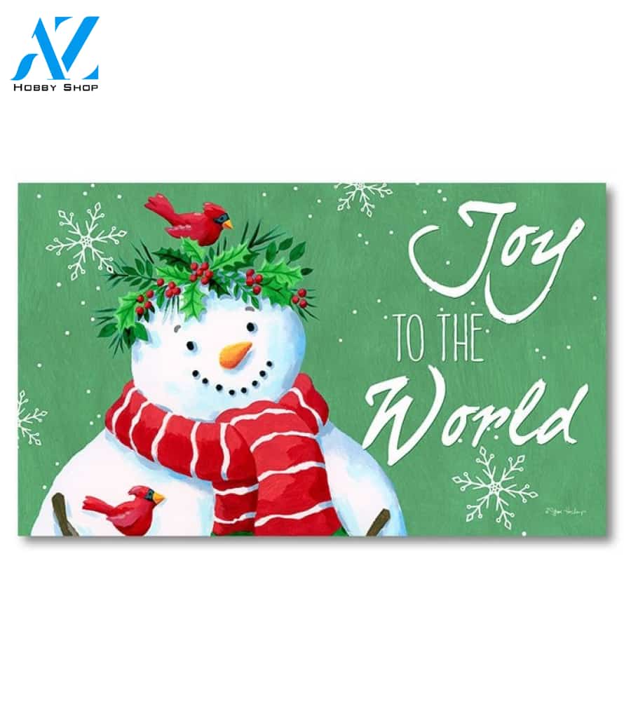 Snowman with Holly Crown Doormat - 18" x 30"