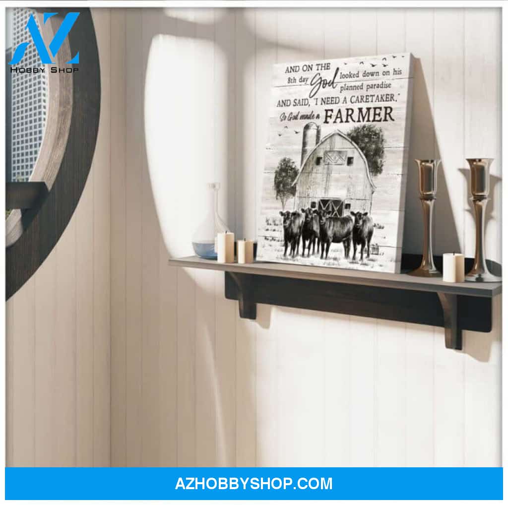 So God Made A Farmer Cow Premium Canvas Wall Art, Wall Decor Visual Art