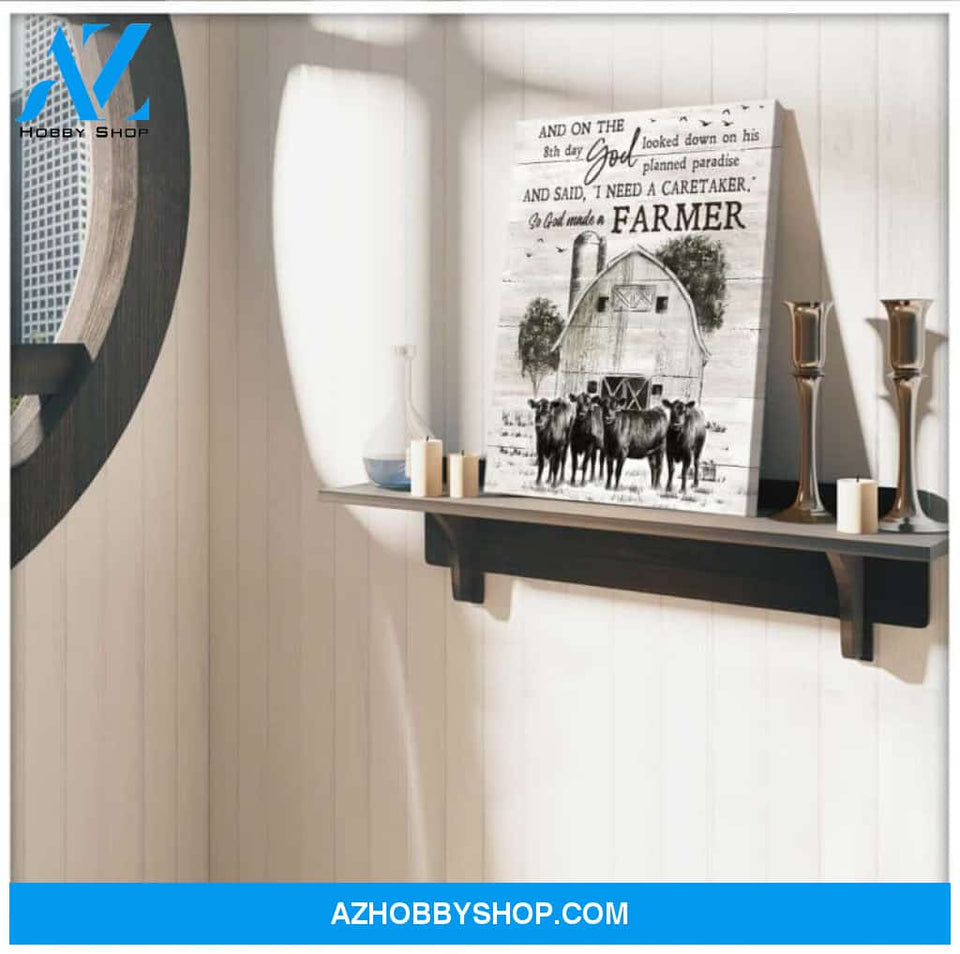 So God Made A Farmer Cow Premium Canvas Wall Art, Wall Decor Visual Art
