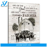 So God Made A Farmer Cow Premium Canvas Wall Art, Wall Decor Visual Art
