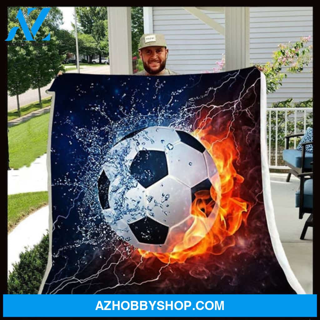 Soccer Blanket, Water And Fire Soccer Lover