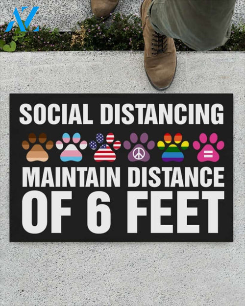 Social Distancing Maintain Distance Of 6 Feet Indoor and Outdoor Doormat Warm House Gift Welcome Mat Gift For Dog Lovers Birthday Gift