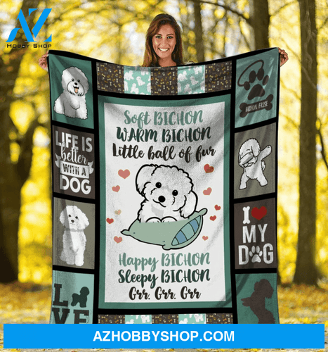 Soft Bichon Warm Bichon Happy Bichon Blanket Gift For Dog Lovers Birthday Gift Home Decor Bedding Couch Sofa Soft And Comfy Cozy