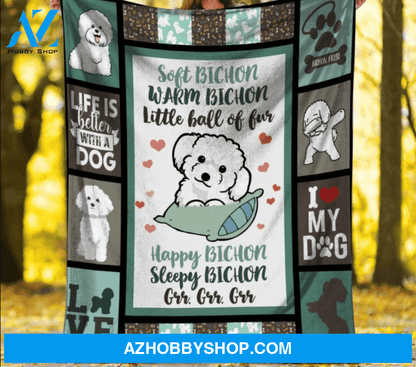 Soft Bichon Warm Bichon Little Ball Of Fur Blanket Gift For Dog Lover Birthday Gift Home Decor Bedding Couch Sofa Soft and Comfy Cozy