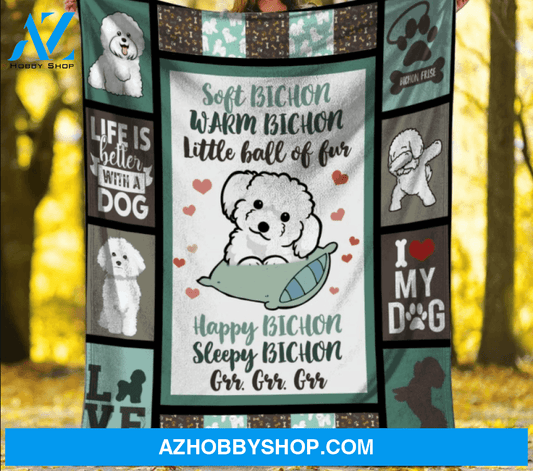 Soft Bichon Warm Bichon Little Ball Of Fur Blanket Gift For Dog Lover Birthday Gift Home Decor Bedding Couch Sofa Soft and Comfy Cozy