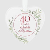Soft Watercolor Leaves 40Th Anniversary Ornament