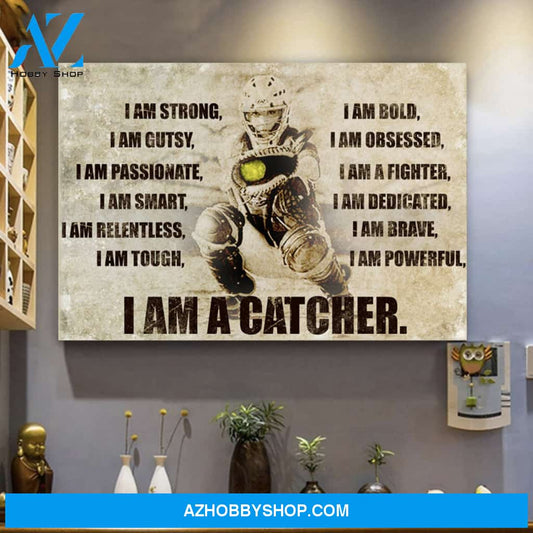 Softball Canvas Prints Wall Art - I Am A Catcher - Matte Canvas