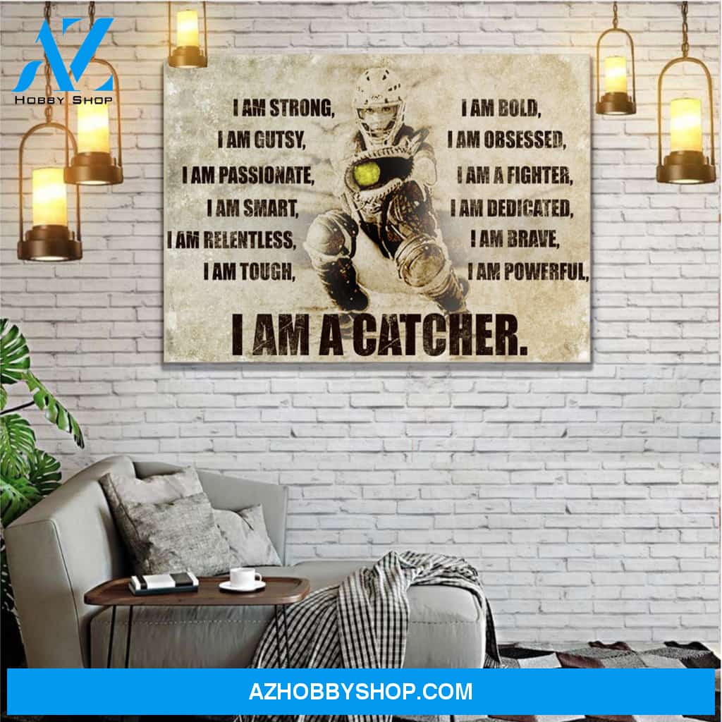 Softball Canvas Prints Wall Art - I Am A Catcher - Matte Canvas