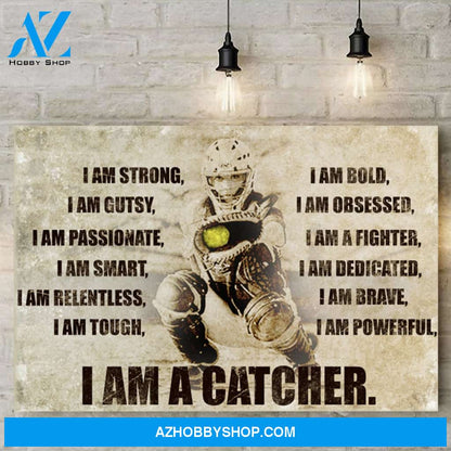 Softball Canvas Prints Wall Art - I Am A Catcher - Matte Canvas