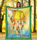 Softball Catch Your Dreams Blanket Gift For Softball Lovers Birthday Gift Home Decor Bedding Couch Sofa Soft and Comfy Cozy