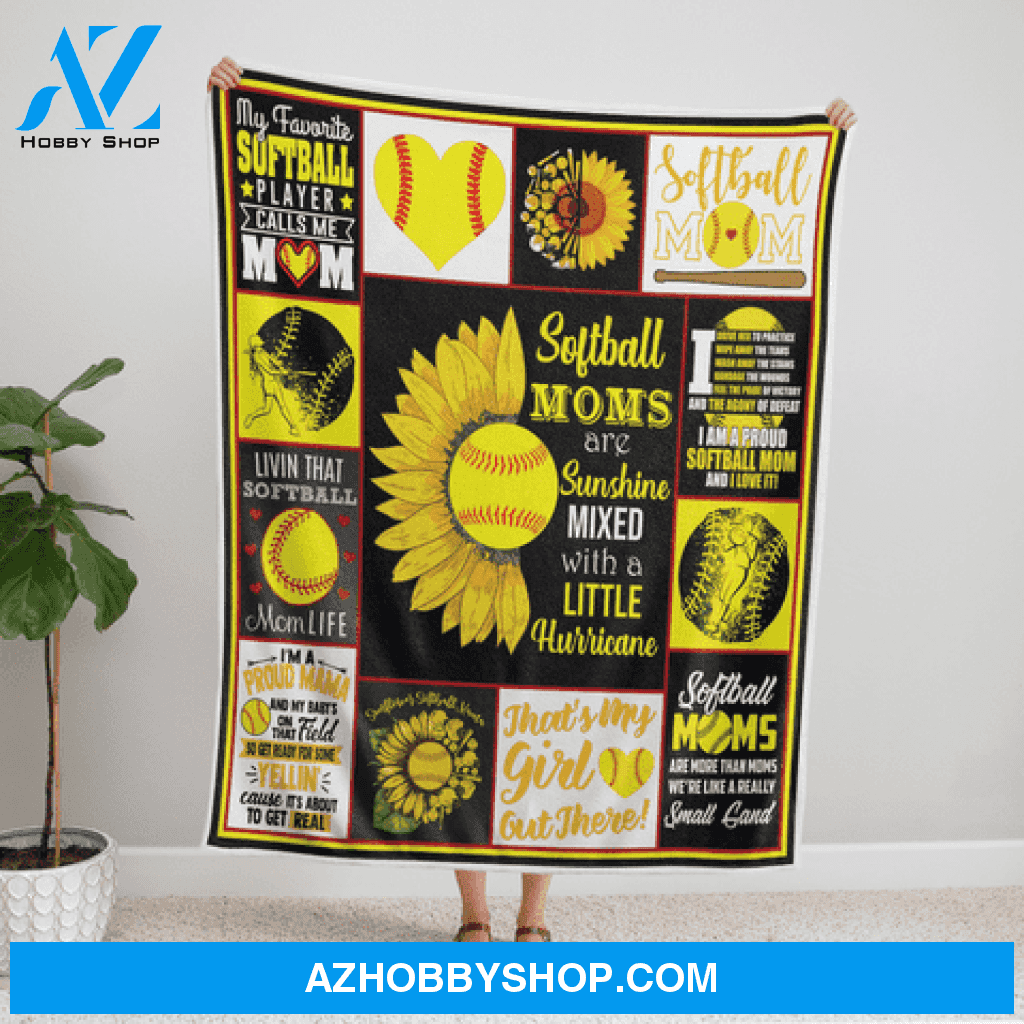 Softball Moms Are Shushine Sunflower Blanket Gift For Mom 
