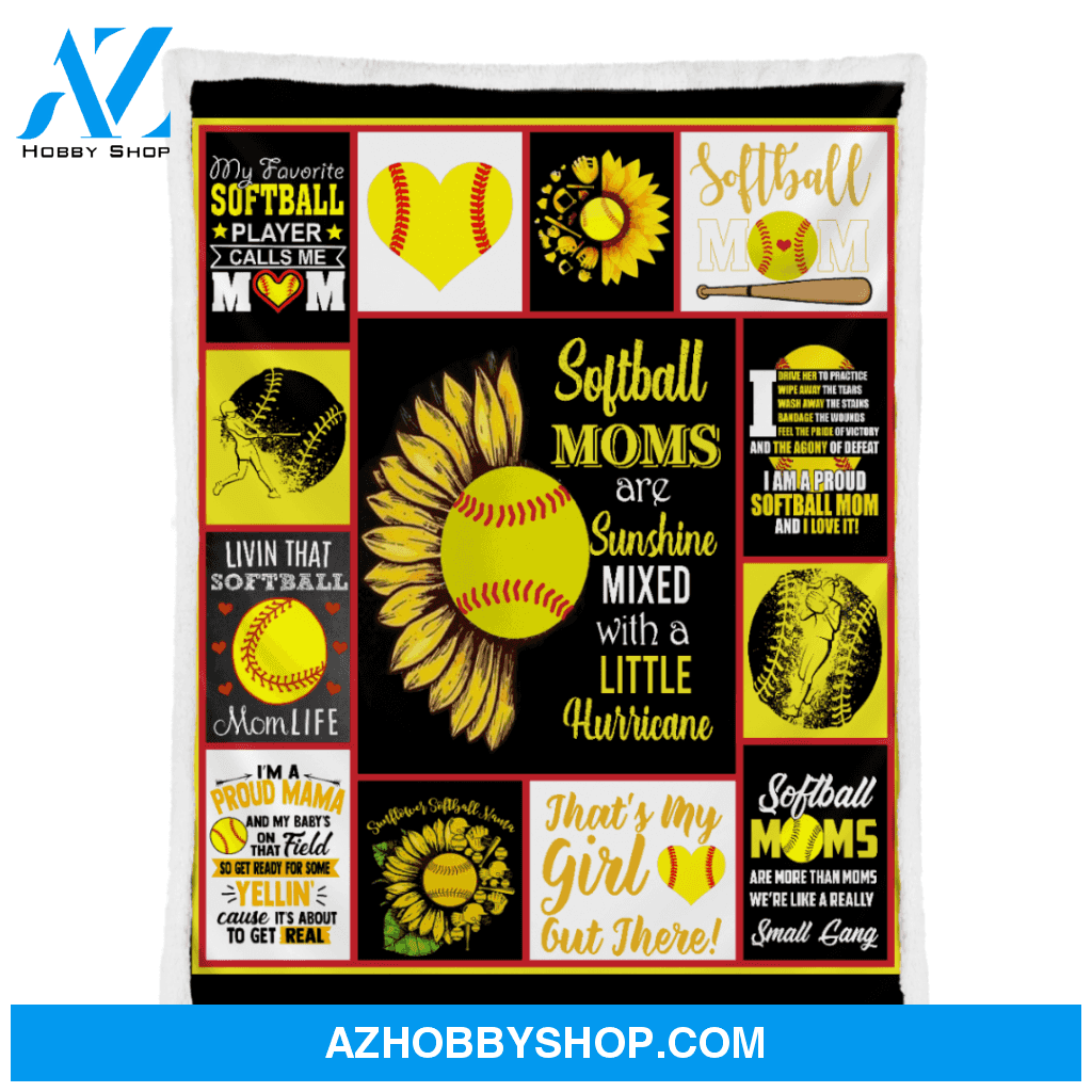 Softball Moms Are Shushine Sunflower Blanket Gift For Mom Birthday Gift Home Decor Bedding Couch Sofa Soft and Comfy Cozy