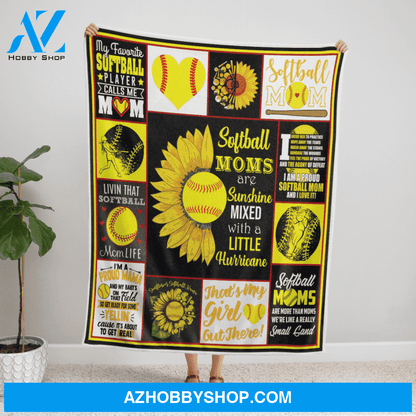 Softball Moms Are Shushine Sunflower Blanket Gift For Mom Birthday Gift Home Decor Bedding Couch Sofa Soft and Comfy Cozy