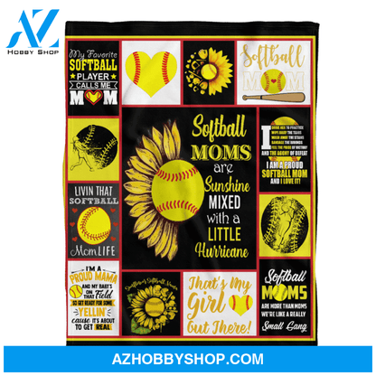 Softball Moms Are Shushine Sunflower Blanket Gift For Mom Birthday Gift Home Decor Bedding Couch Sofa Soft and Comfy Cozy