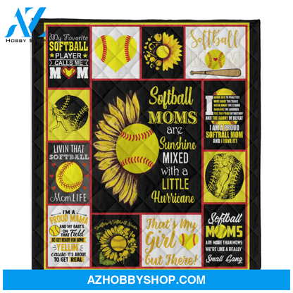 Softball Moms Are Shushine Sunflower Blanket Gift For Mom Birthday Gift Home Decor Bedding Couch Sofa Soft and Comfy Cozy
