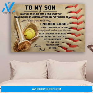 G-softball poster - Dad to Son - never lose