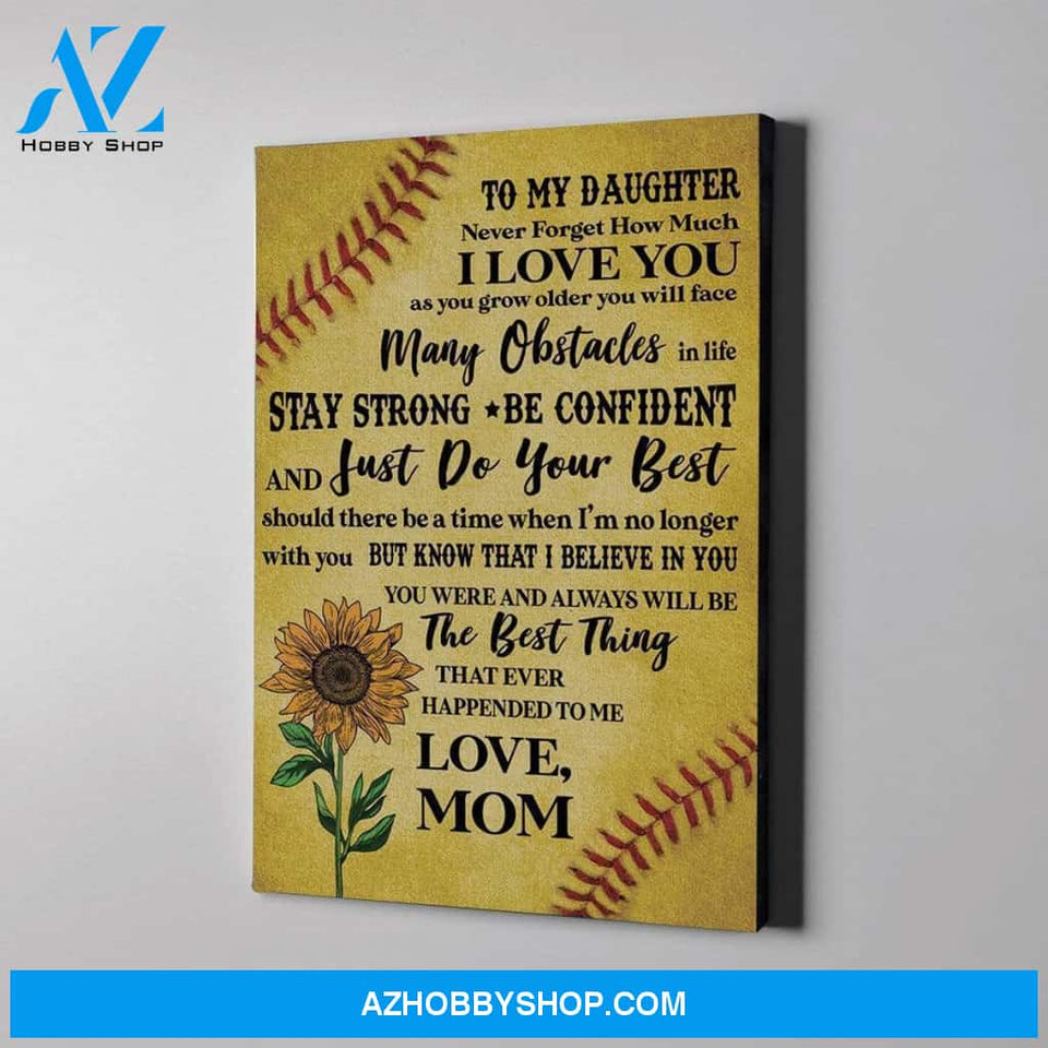 Softball To My Daughter custom canvas prints