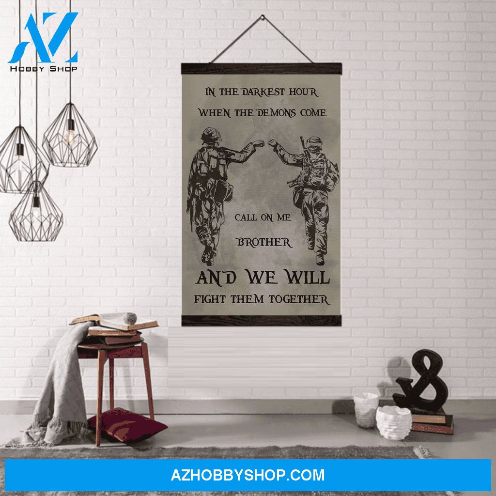 (Cv123) Soldier Canvas With The Wood Frame Above - Brother.