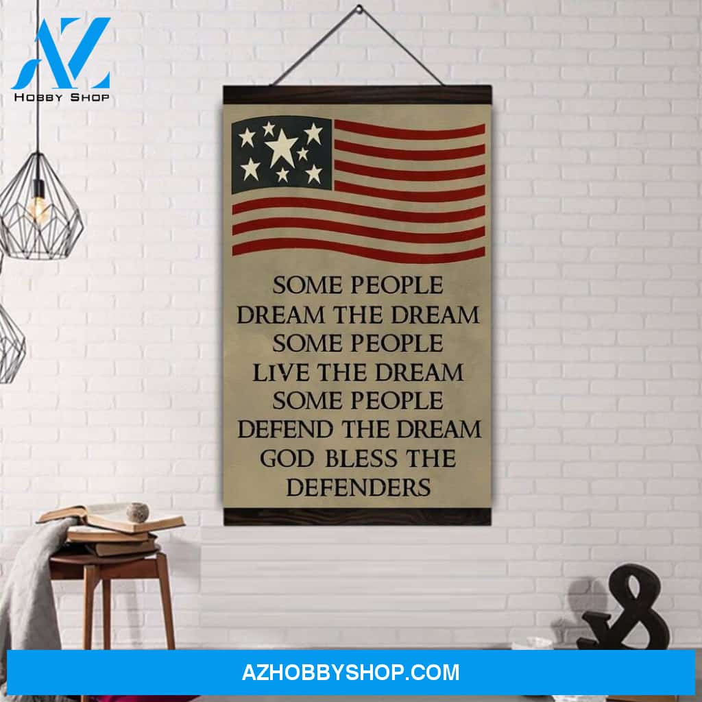 (Cv215) Soldier Hanging Canvas - God Bless The Defenders.