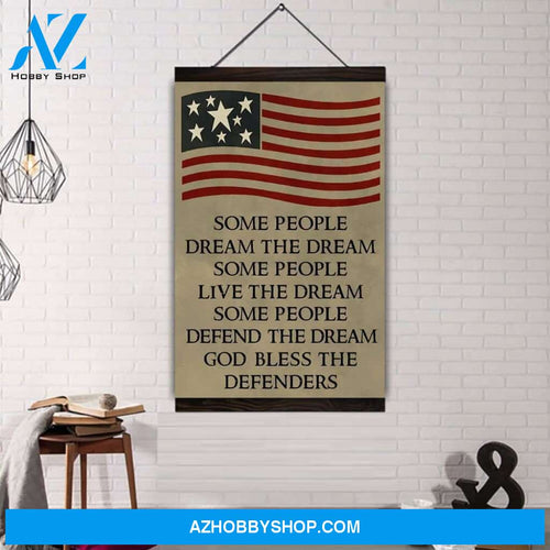 (Cv215) Soldier Hanging Canvas - God Bless The Defenders.