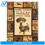 Some Things Just Fill Your Heart Without Trying, Fleece Blanket.Gift For Dog Lover Family Home Decor Bedding Couch Sofa Soft and Comfy Cozy