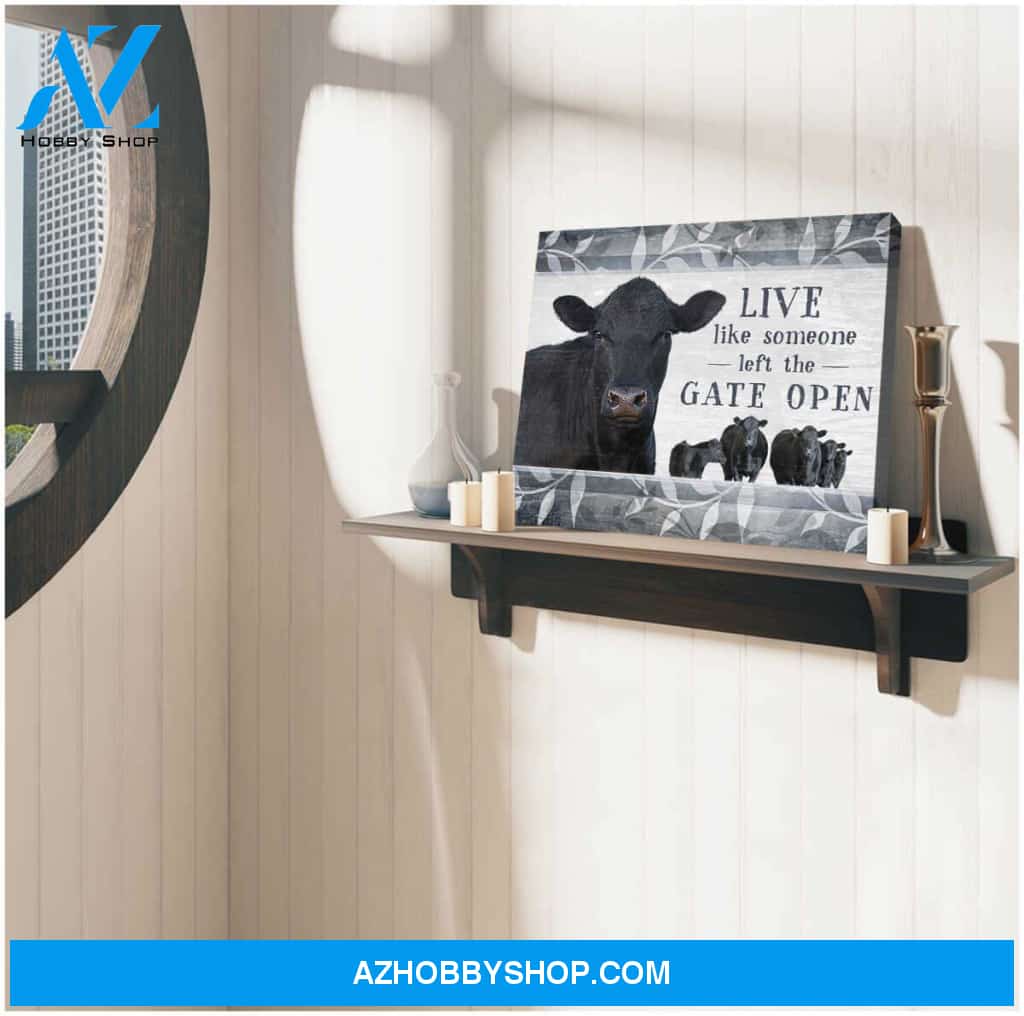 Someone Left The Gate Open Angus Cow Canvas Wall Art, Wall Decor Visual Art