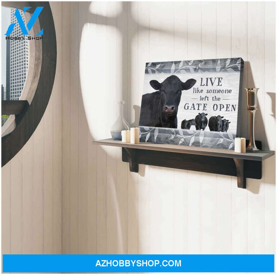 Someone Left The Gate Open Angus Cow Canvas Wall Art, Wall Decor Visual Art