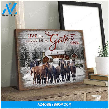 Someone Left The Gate Open Horse Wall Matte Canvas Christmas Wall Art
