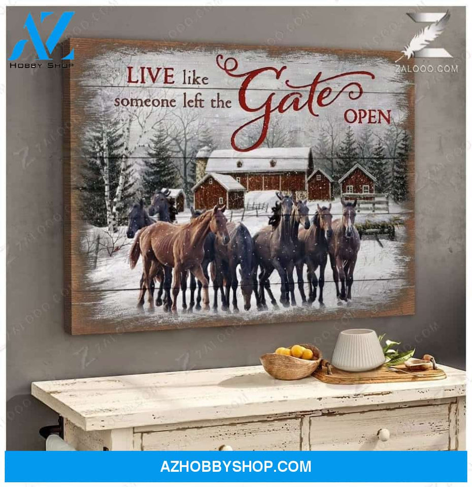 Someone Left The Gate Open Horse Wall Matte Canvas Christmas Wall Art