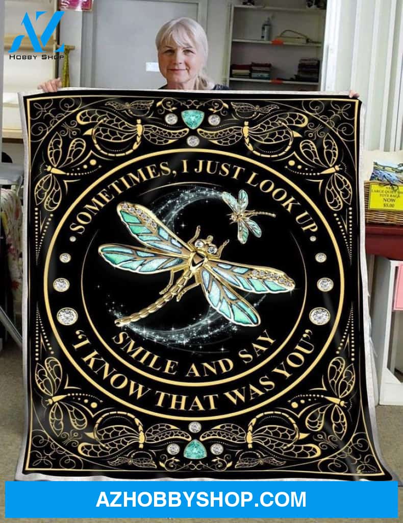 Sometimes I Just Look Up Smile Blanket Dragonfly Blanket Gift For Mom Birthday Gift Home Decor Bedding Couch Sofa Soft And Comfy Cozy