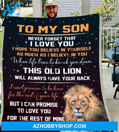 Son Blanket Lion Never Forget That I Love You Gift From Dad Fleece Blanket