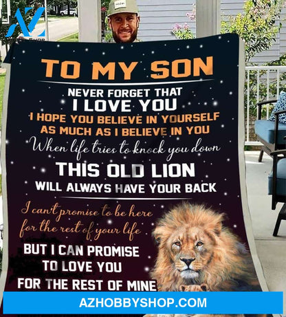 Son Blanket Lion Never Forget That I Love You Gift From Dad Fleece Blanket