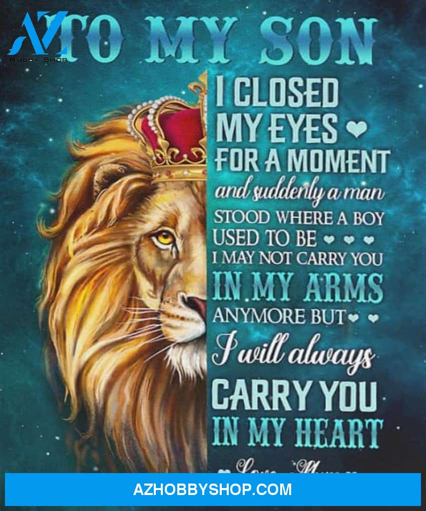 Son Canvas To My Son I Closed My Eyes Mum Lion Blue Canvas Wall Art Full Size