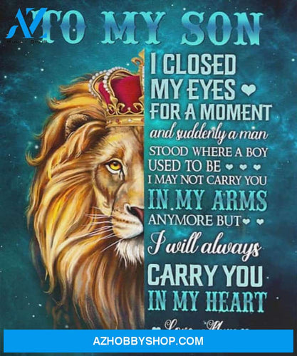 Son Canvas To My Son I Closed My Eyes Mum Lion Blue Canvas Wall Art Full Size
