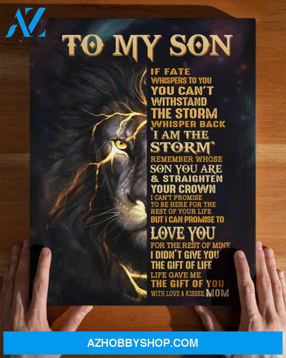 Son Canvas To My Son If Fate Whispers To You Mom Lion Black Canvas Wall Art Full Size