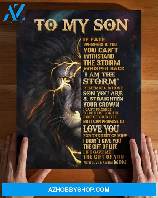 Son Canvas To My Son If Fate Whispers To You Mom Lion Black Canvas Wall Art Full Size