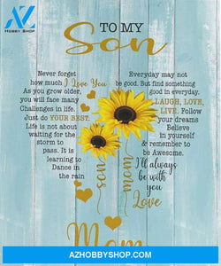 Son Canvas To My Son Never Forget How Much I Love You Mom Sunflower Blue Canvas Wall Art Full Size