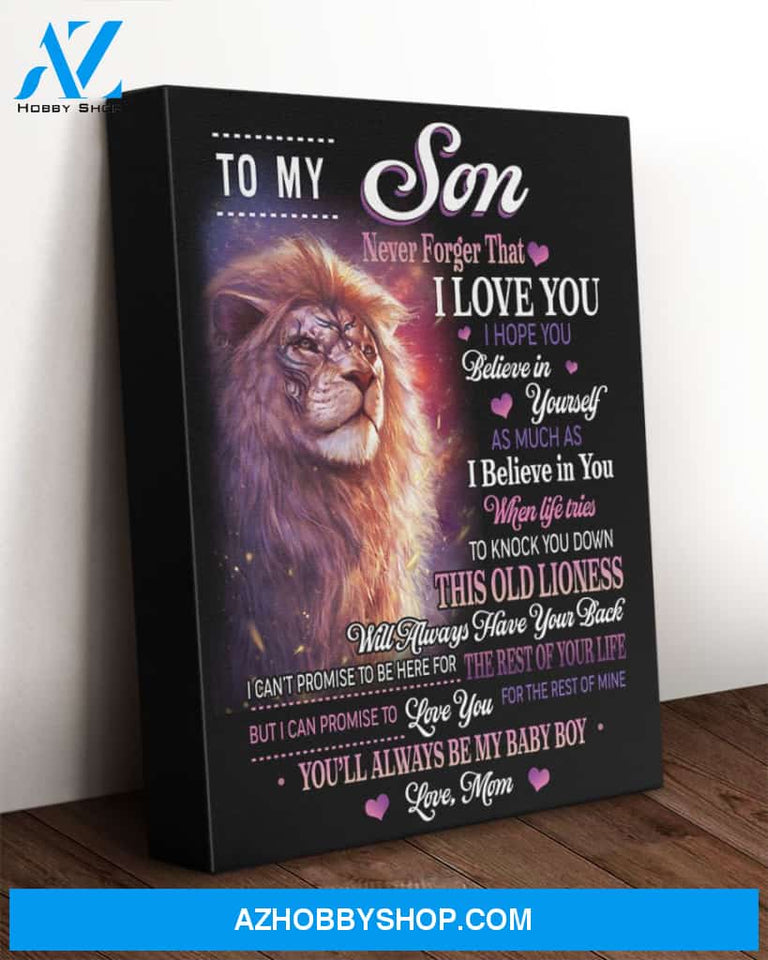 Son Canvas To My Son Never Forget That I Love You Mom Lion Black Canvas Wall Art Full Size