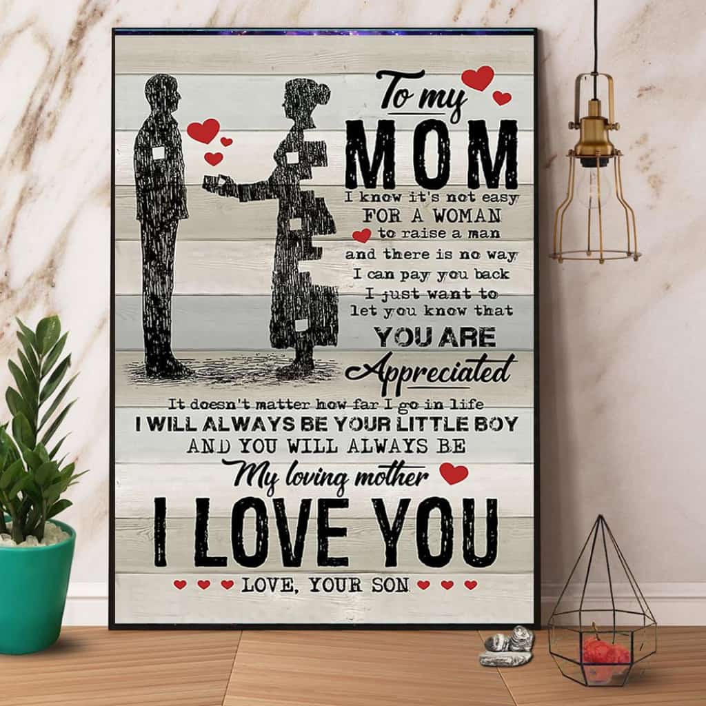 Son To My Mom I Love You Paper Poster No Frame Matte Canvas Wall Decor