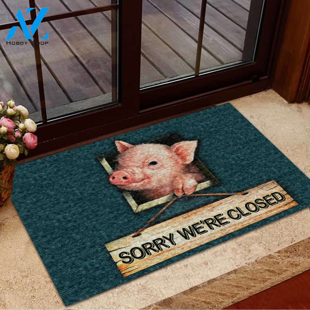 Sorry We're Closed Pig Doormat Welcome Mat Housewarming Gift Home Decor Gift For Pig Lovers Funny Doormat Gift Idea