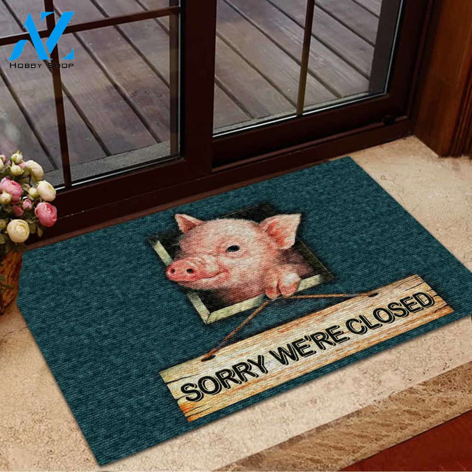 Sorry We're Closed Pig Doormat Welcome Mat Housewarming Gift Home Decor Gift For Pig Lovers Funny Doormat Gift Idea