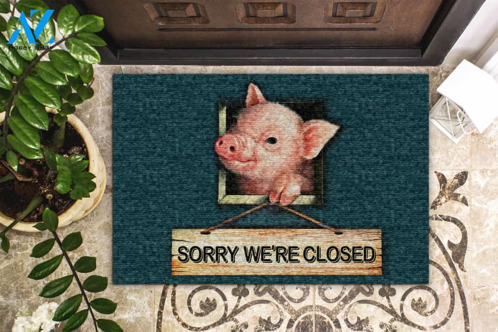 Sorry We're Closed Pig Doormat Welcome Mat Housewarming Gift Home Decor Gift For Pig Lovers Funny Doormat Gift Idea